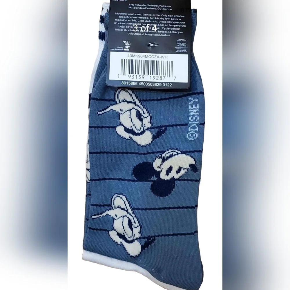 New Men's Disney‎ Mickey Mouse & Donald Duck Crew Socks 2 Pairs